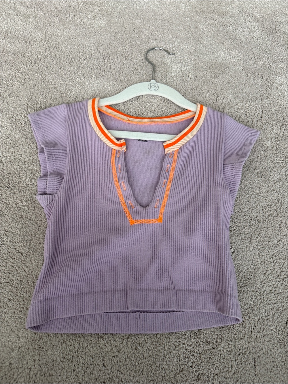 Urban Outfitters Lavender Ribbed Tee with Orange & White Trim